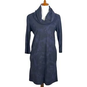 Porto San Francisco Cowl Neck Dress Navy Stretch Women's Size 1 | SMALL